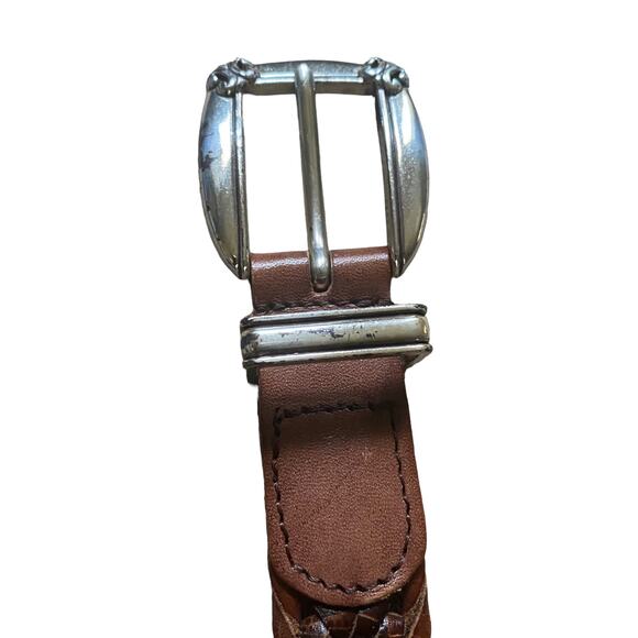 Fossil Genuine Leather Rope Belt Brown with silver hardware size large BT4485COG - Picture 3 of 9
